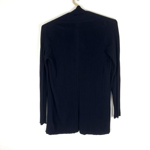 Margaret O'Leary Open Front Cardigan Ribbed Black 100% Cotton Small minimalist - Picture 2 of 6
